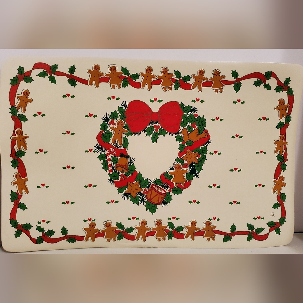 Vintage Christmas Vinyl Gingerbread Theme Placemats Set of 6